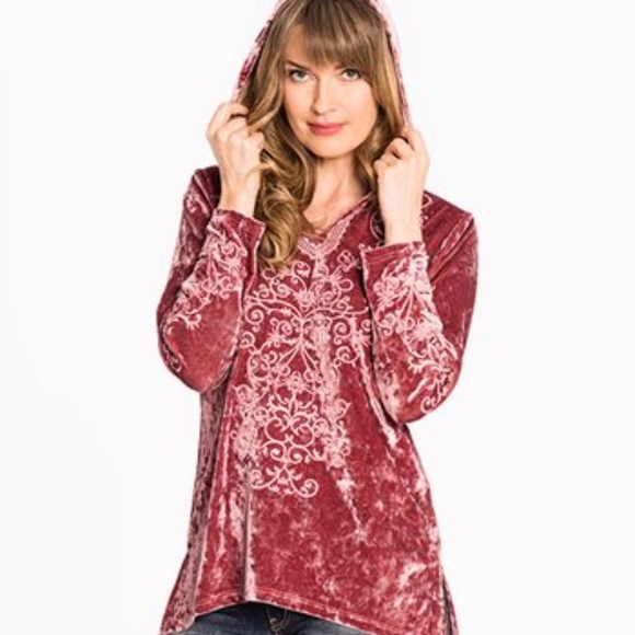 NWT Paparazzi Embroidered Crushed Velvet Hoodie XL - Picture 1 of 4